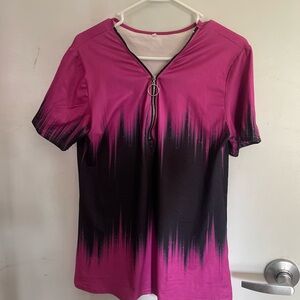 Pink Graphic Short Sleeve Zippered Jersey